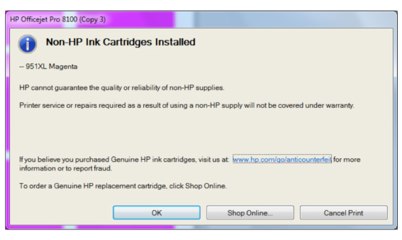 HP 963XL Ink Cartridges - Printhead Failed / Failure 