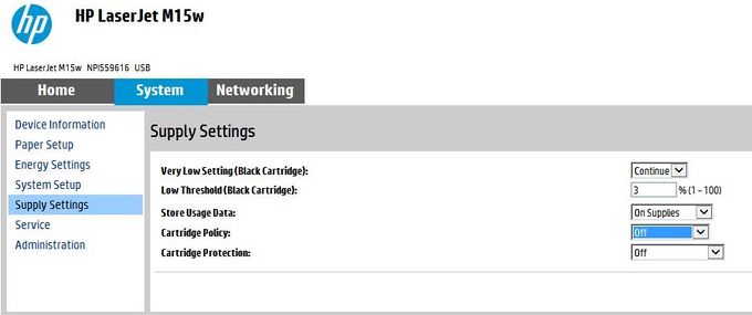 Cartridge Policy setting - Fig 1